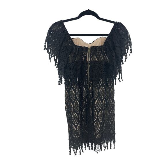 Stone Cold Fox Dress Womens XS Small Iowa Off The Shoulder Black Lace Overlay - Picture 3 of 4